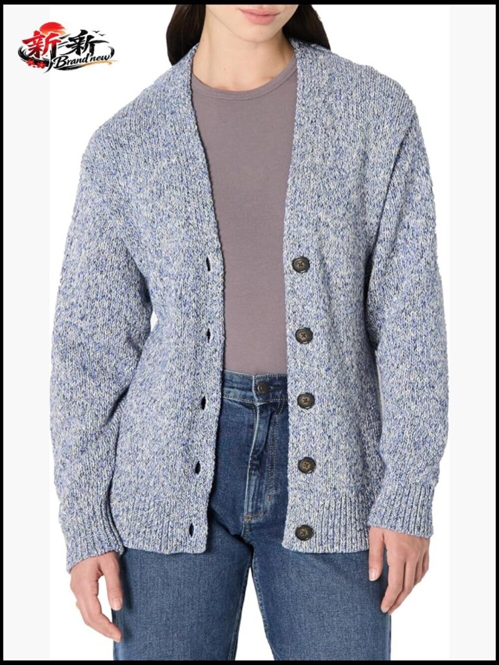 Oversized Heavyweight Button-Up Cardigan Cotton Blend